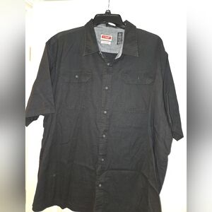 Mens Wrangler Short Sleeve Button Up Flex For Comfort Shirt Size 3XL Black